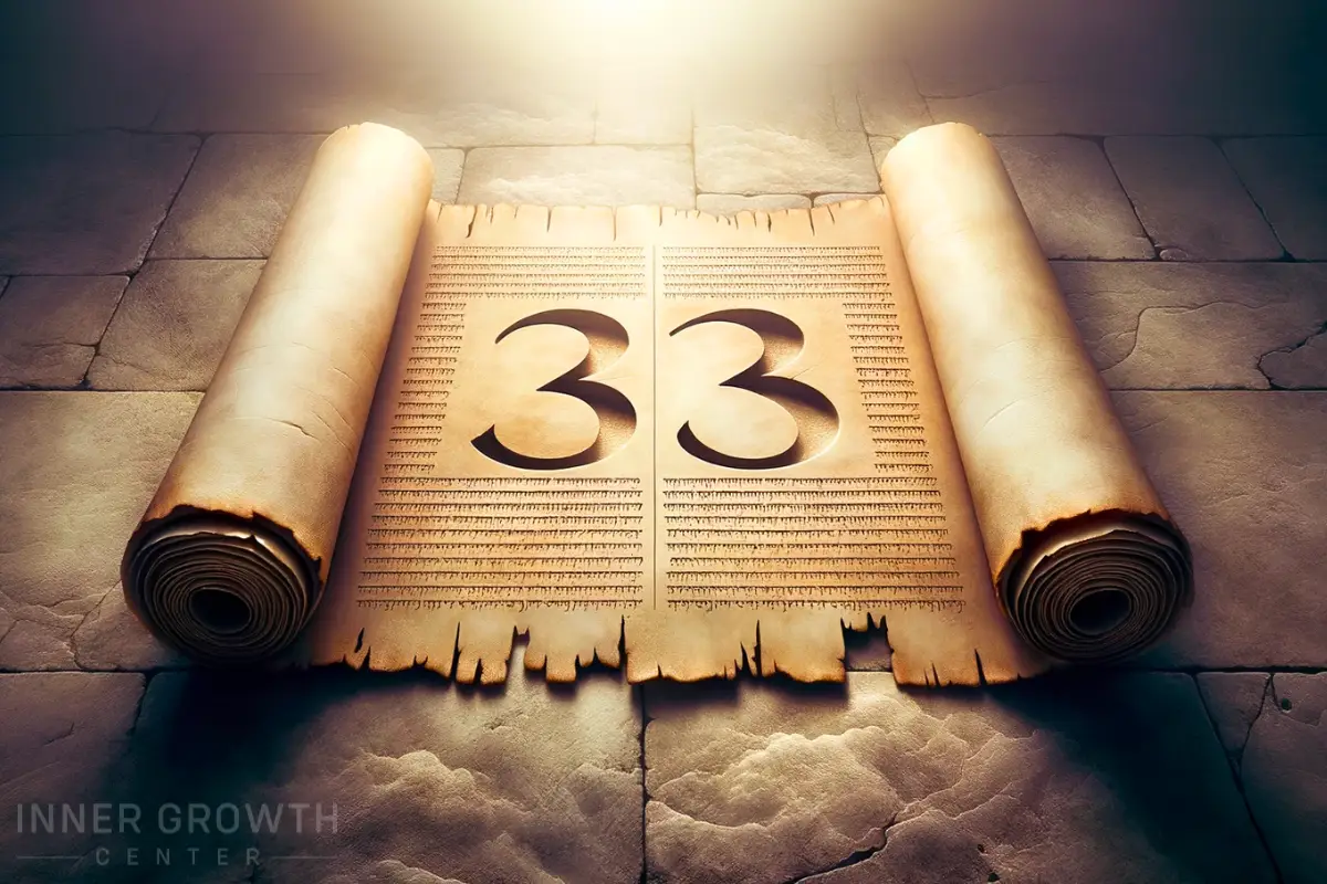 A scroll with the numbers 3 on it symbolising the significance of the number 3 in the bible.