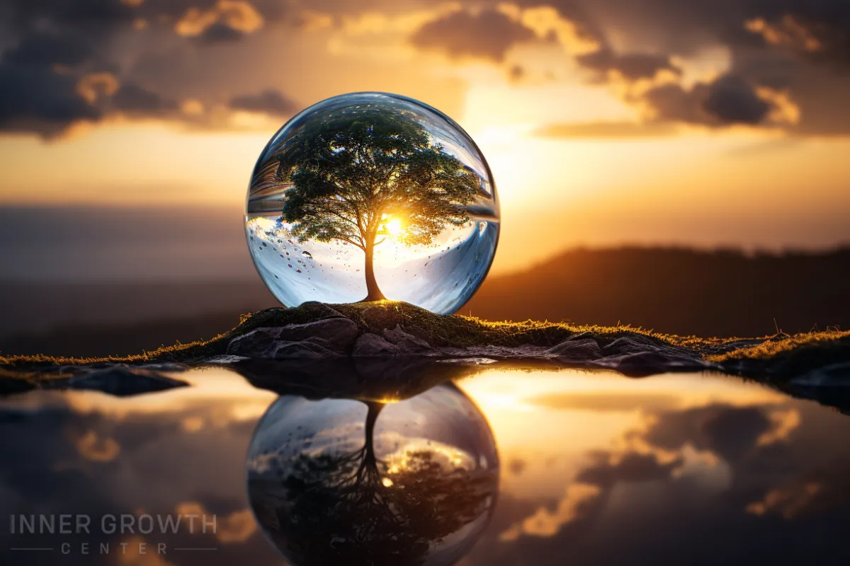 A globe beautiful world within a world symbolising 5d living.