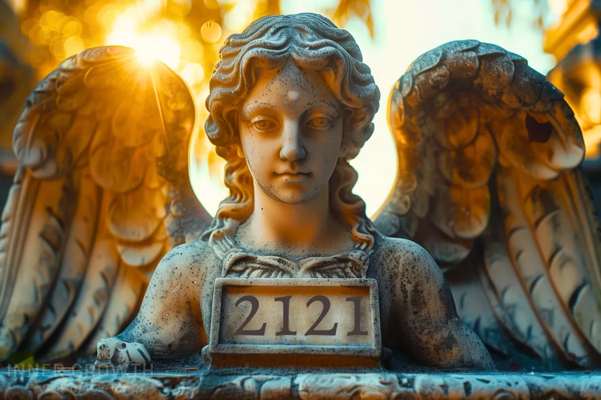 the number 2121 with an angel looking over it.