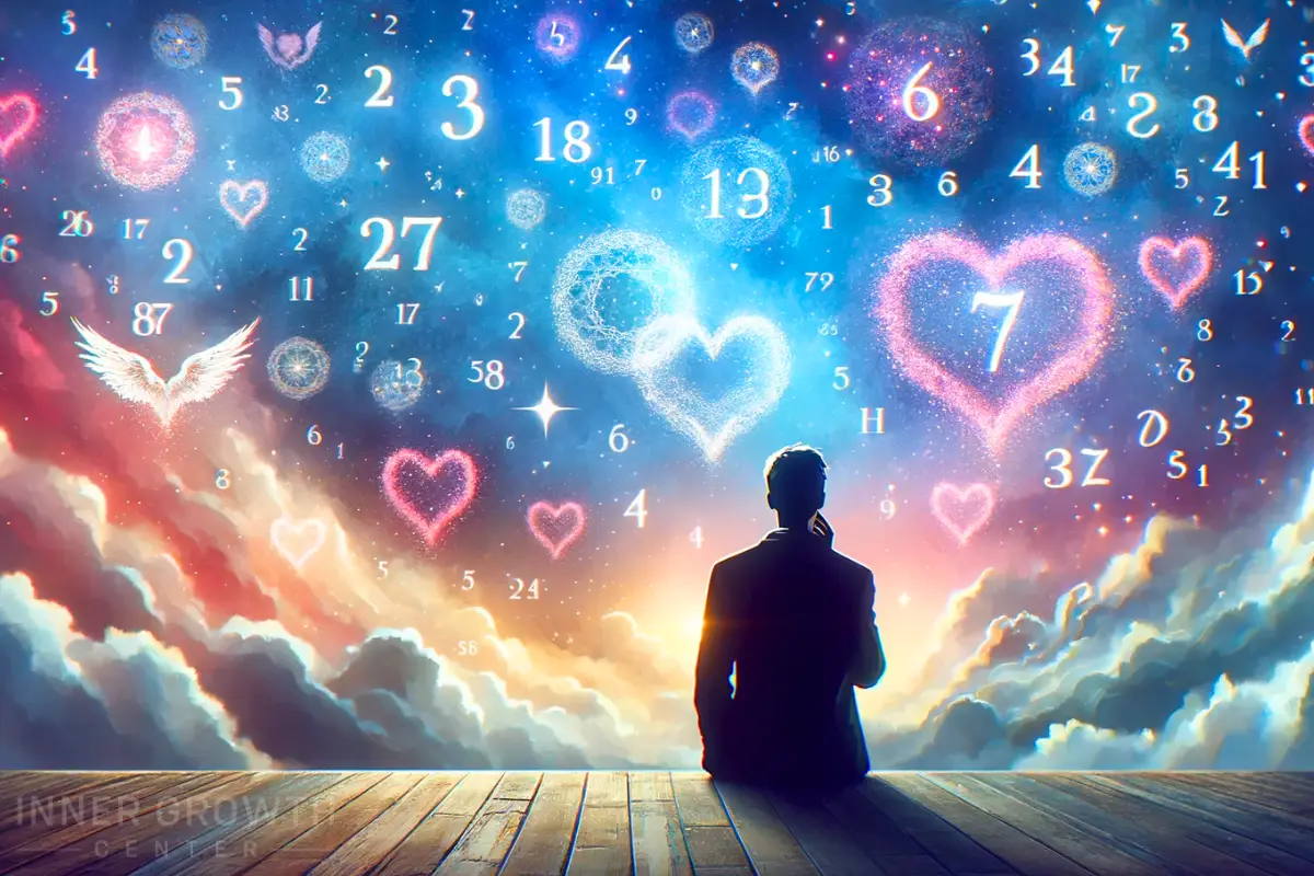 A man sits to interpret angel numbers as love. 