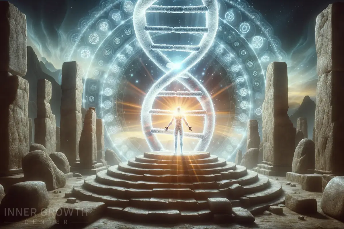 An ancient scene with DNA being activated.