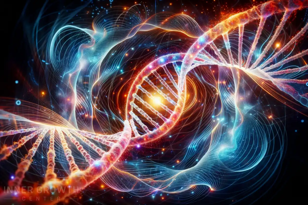 Colourful DNA undergoing activation energy.