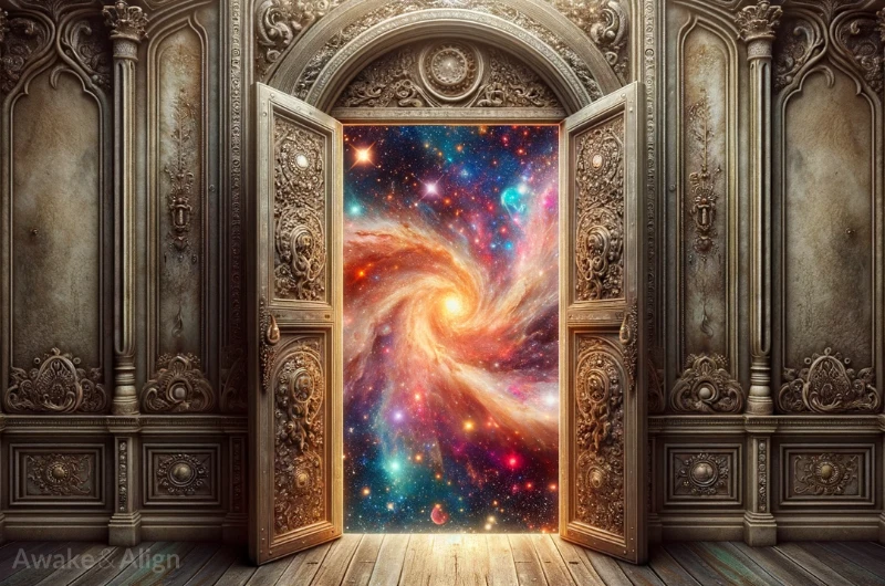 A door opening to the universe revealing how things work.