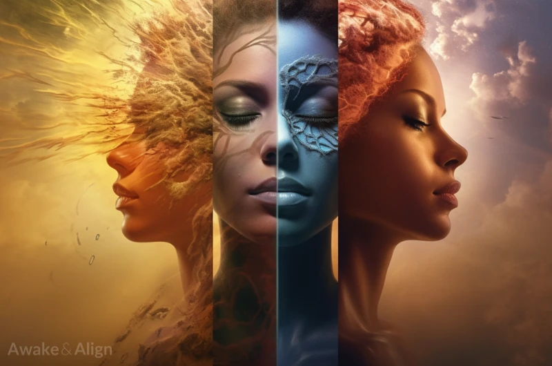 Four woman's faces symbolising the four main soul types