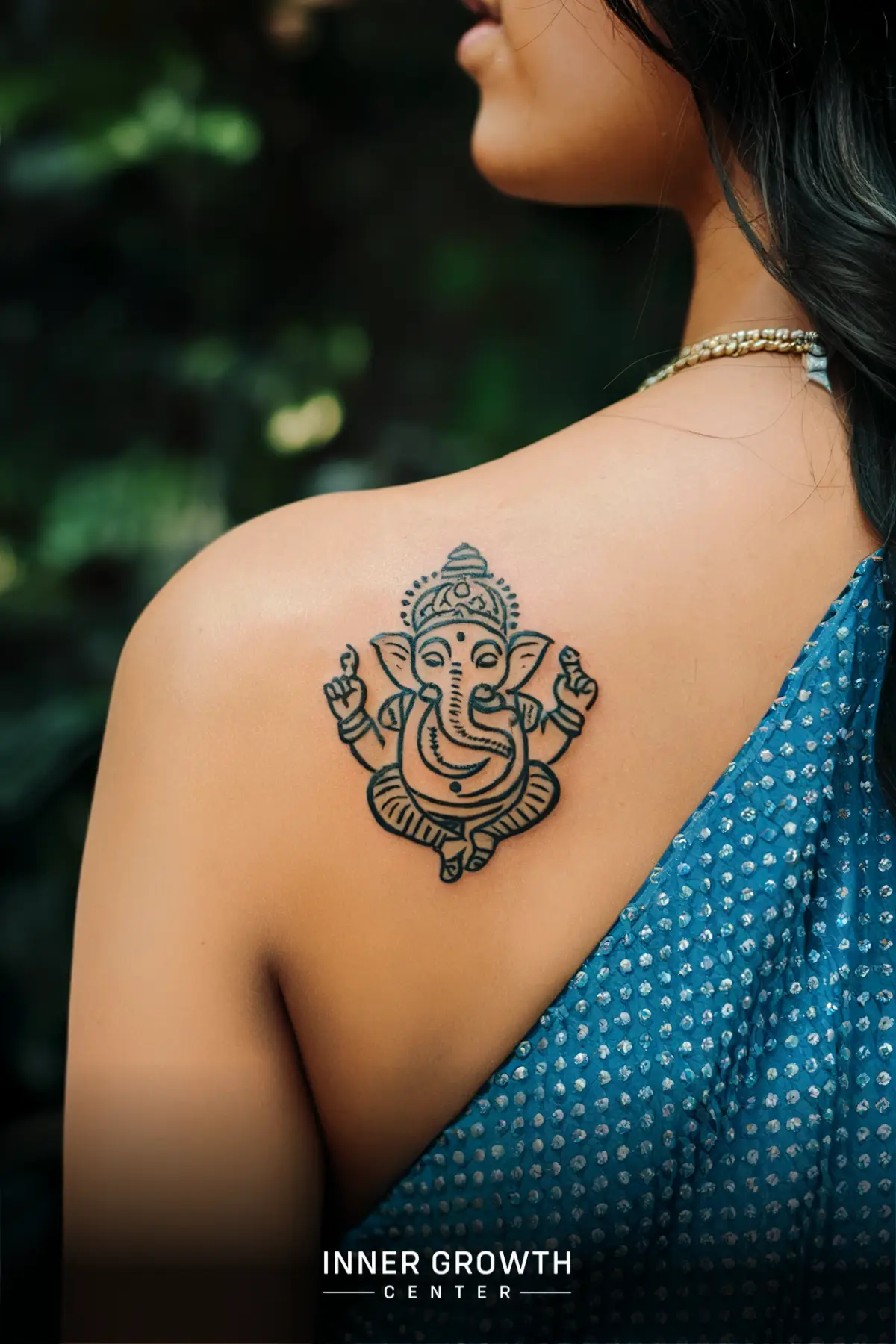 An elephant tattoo of ganesh.