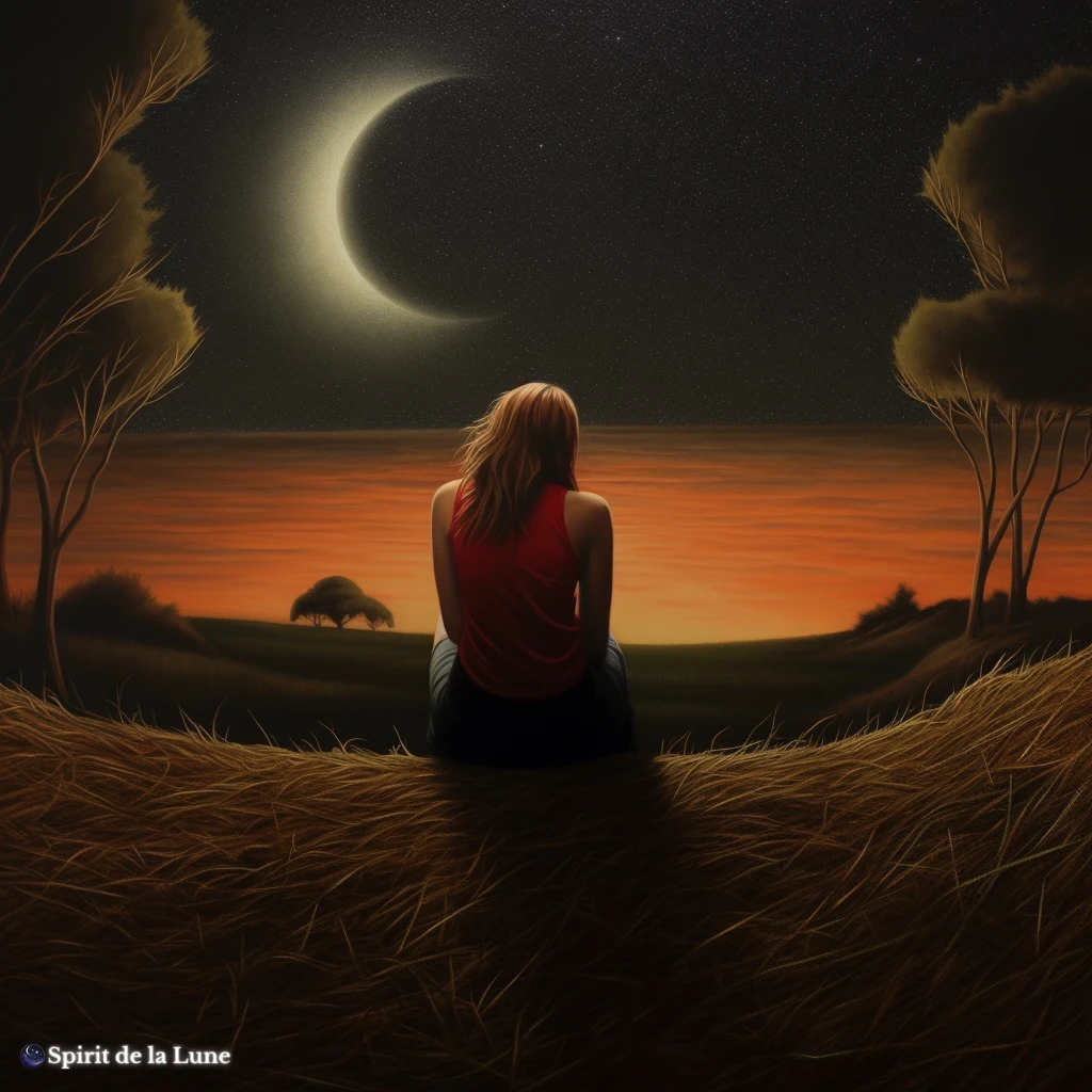 A girl sitting on a hill looking at the moon, thinking about new moon affirmations