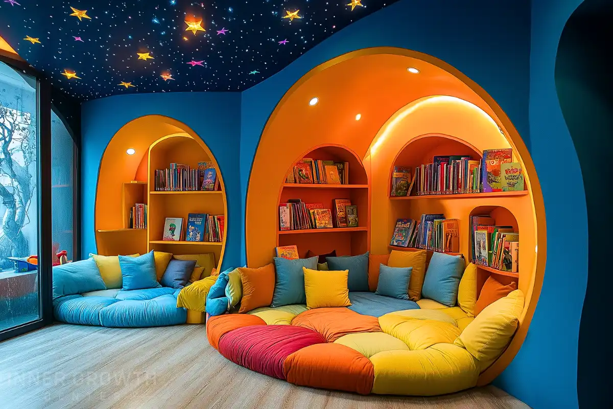 A colorful reading nook for kids