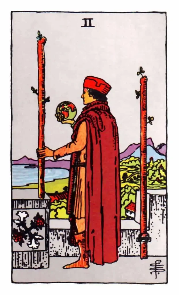 Tarot card reading focused on the 2 of Wands.