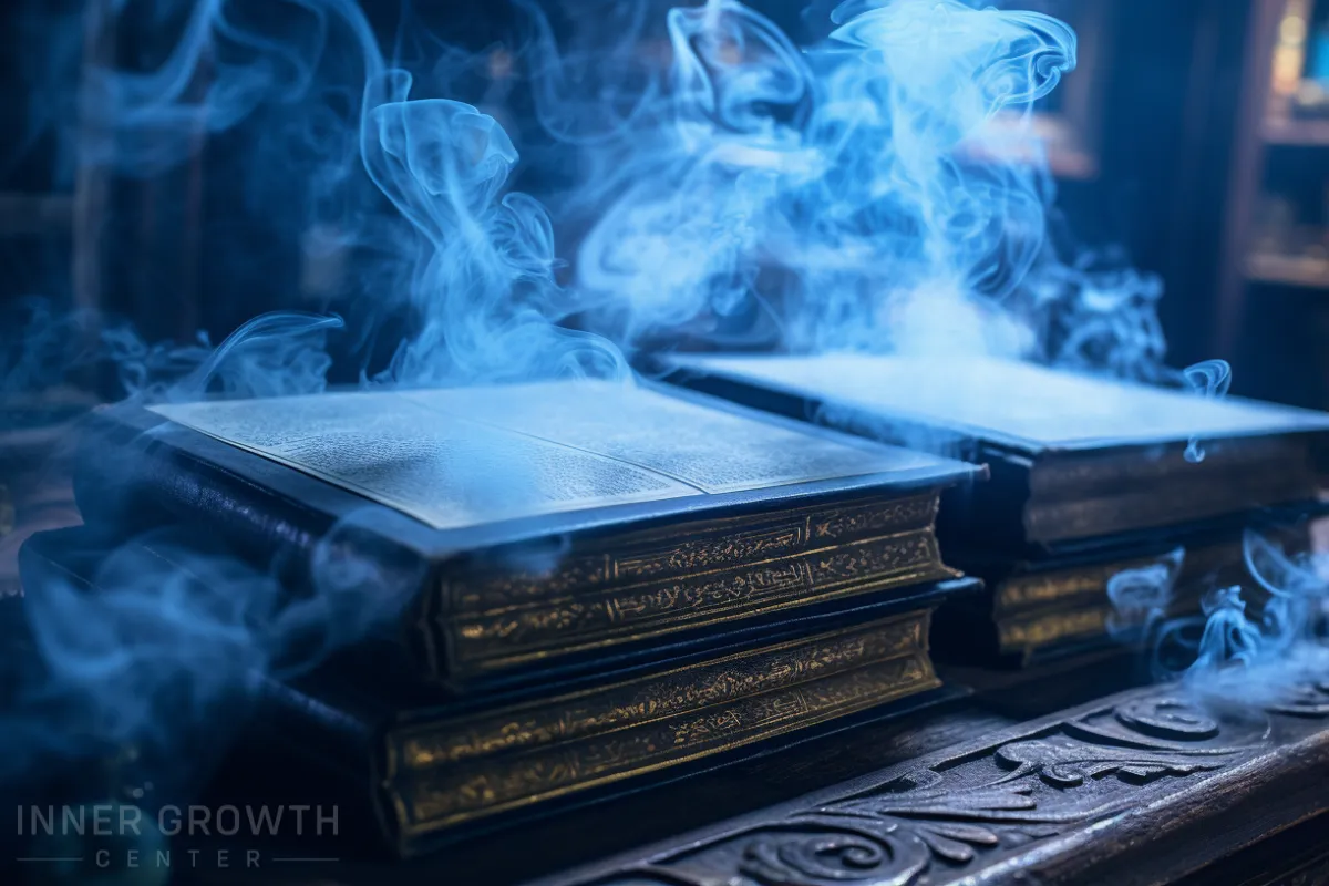 Ancient books with spiritual energy symbolising what is a soul contract.