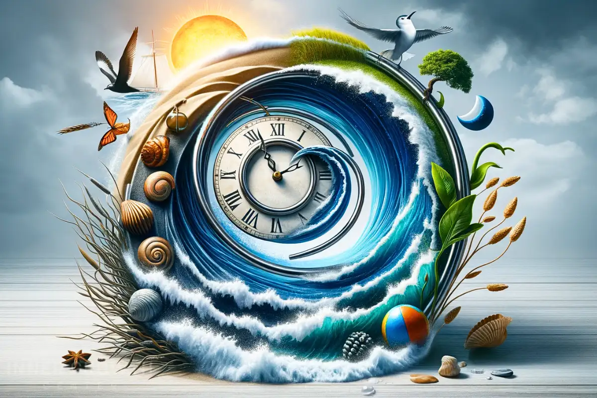 A clock, and tides, and nature in a world of rhythm.